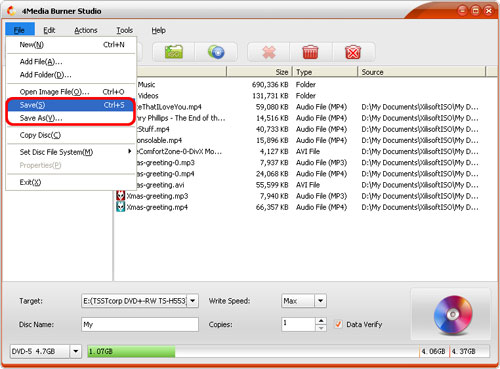 Burn data to CD