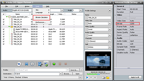 How to convert a DVD segment