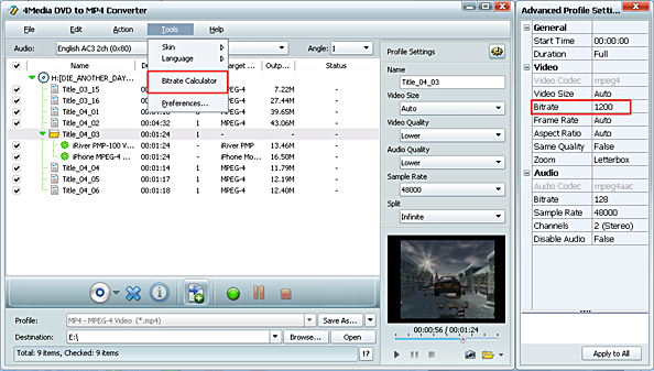 DVD movie to MP4 conversion