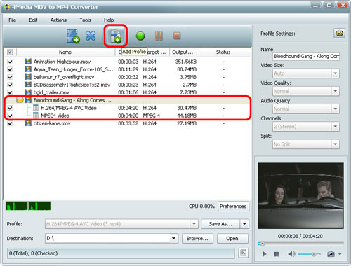Convert QT MOV to MP4 format