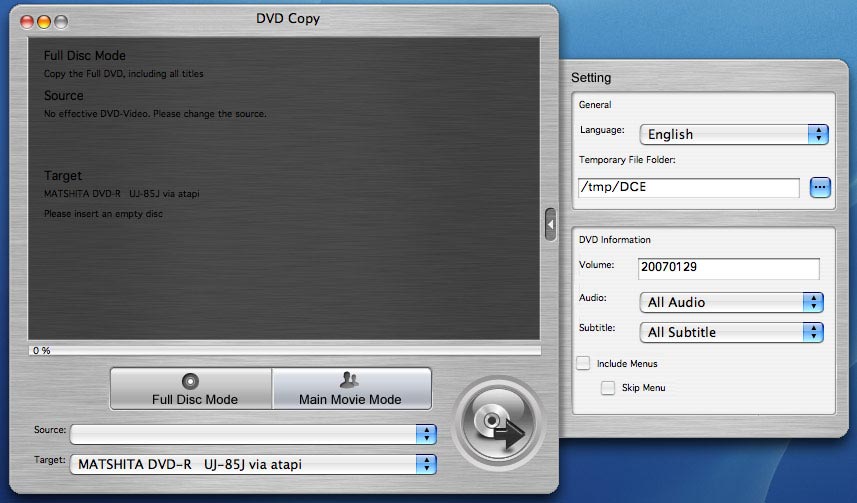 Screenshot of DVD Copy for Mac 1.0.11.0330