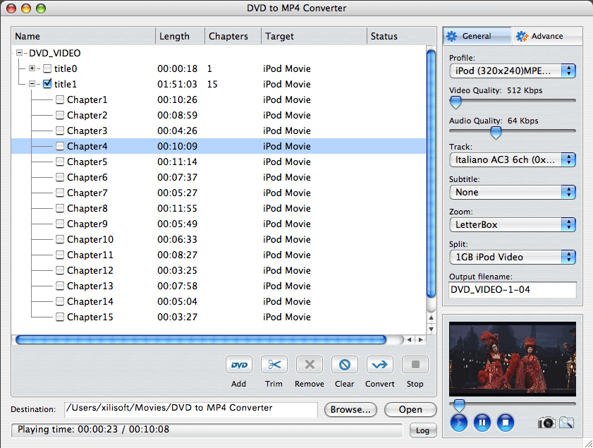 Screenshot of DVD to MP4 Converter for Mac