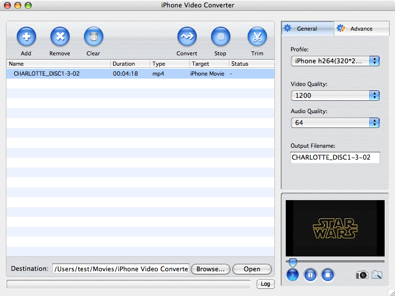 iPhone Video Converter for Mac Screenshot