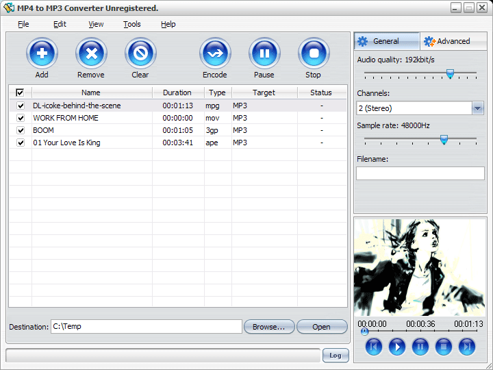 Screenshot of MP4 to MP3 Converter