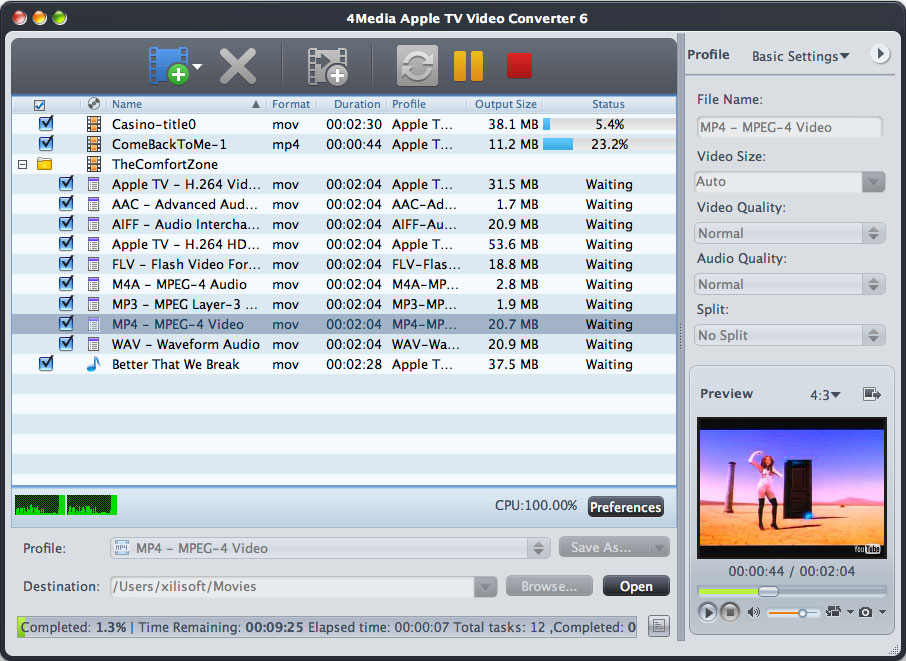 4Media Apple TV Video Converter for Mac 6.0.3.0716