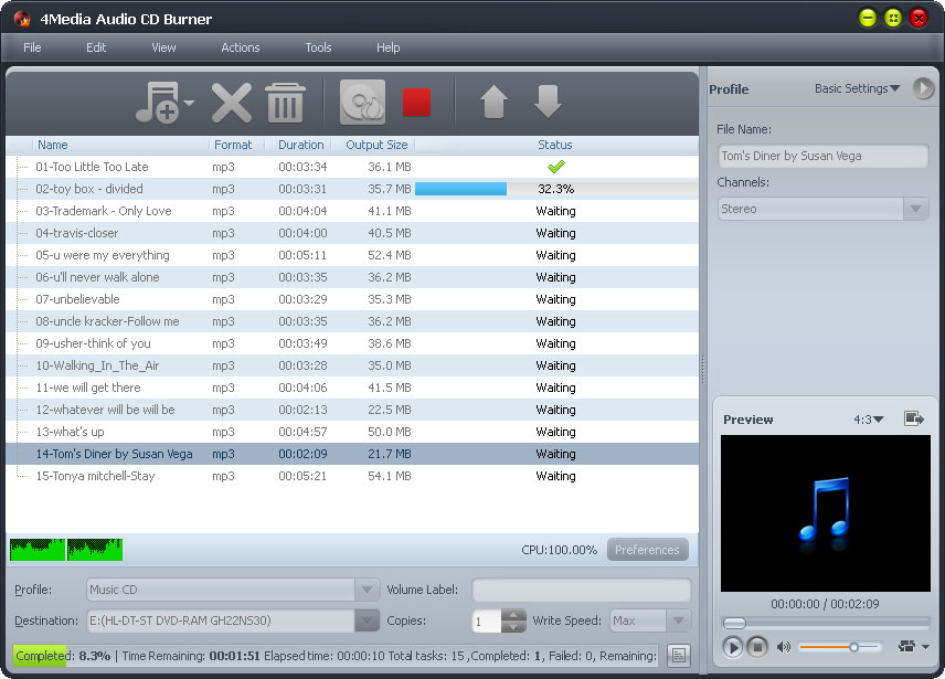 Windows 8 4Media Audio CD Burner full