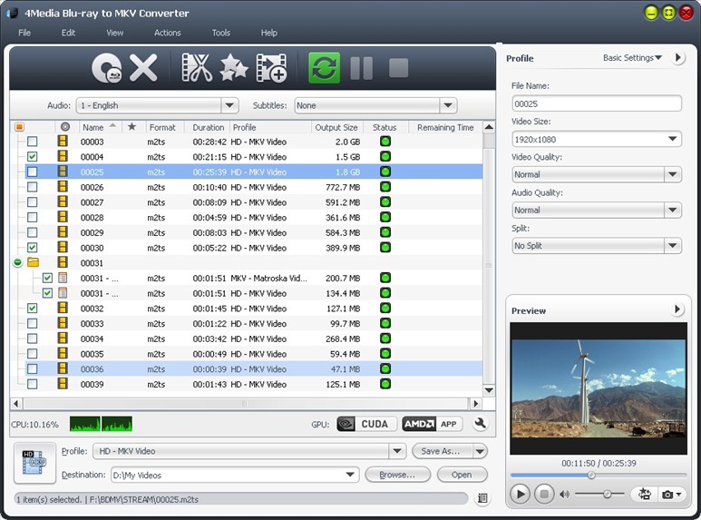 4Media Blu-ray to MKV Converter screenshot