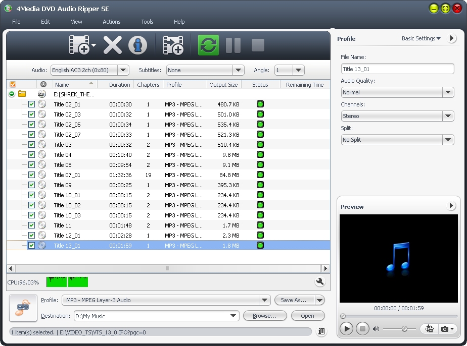 4Media DVD to Audio Converter Screenshot