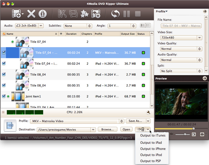 4Media DVD to Video for Mac
