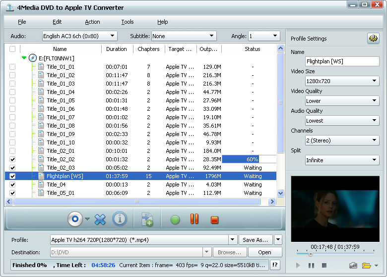 4Media DVD to Apple TV Converter 5.0.62.0305