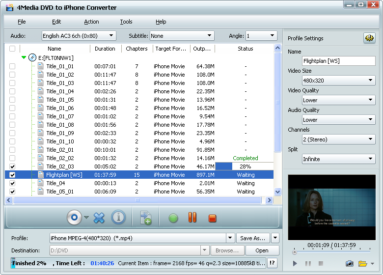 4Media DVD to iPhone Converter 5.0.62.0305