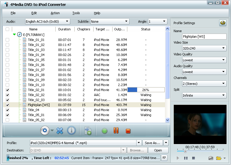 4Media DVD to iPod Converter 5.0.62.0115