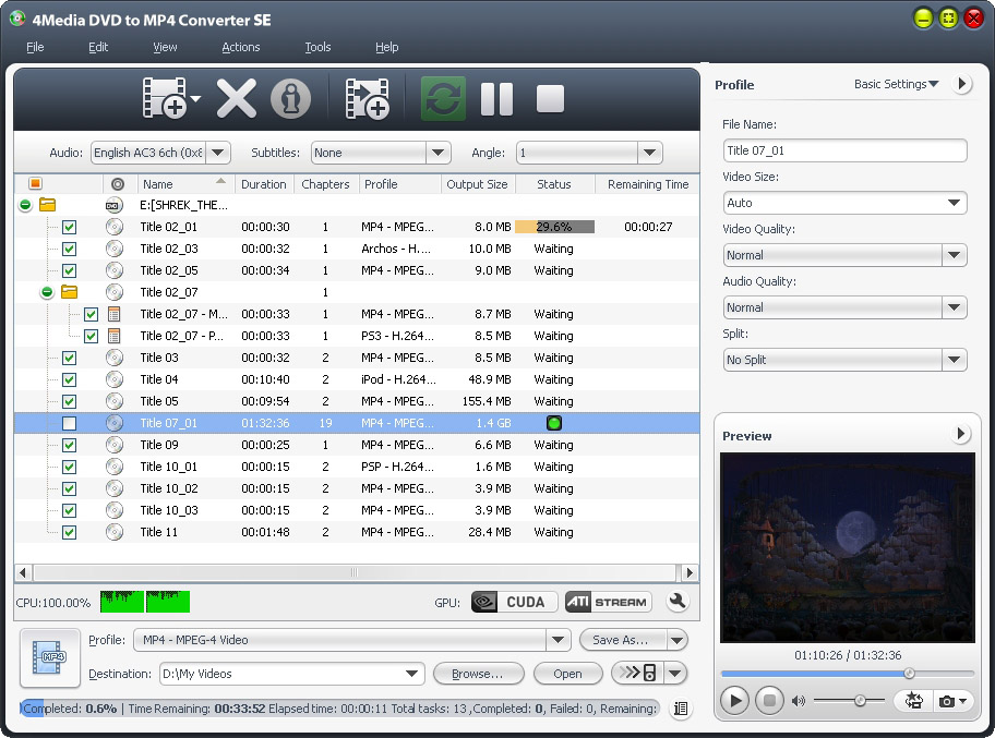 4Media DVD to MP4 Converter SE Screenshot