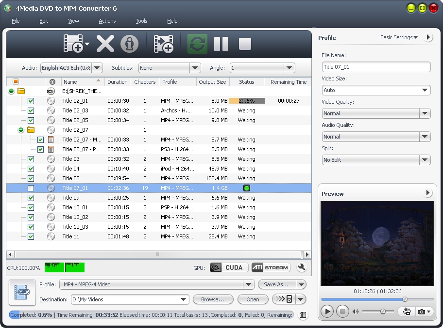 4Media DVD to MP4 Converter screenshot