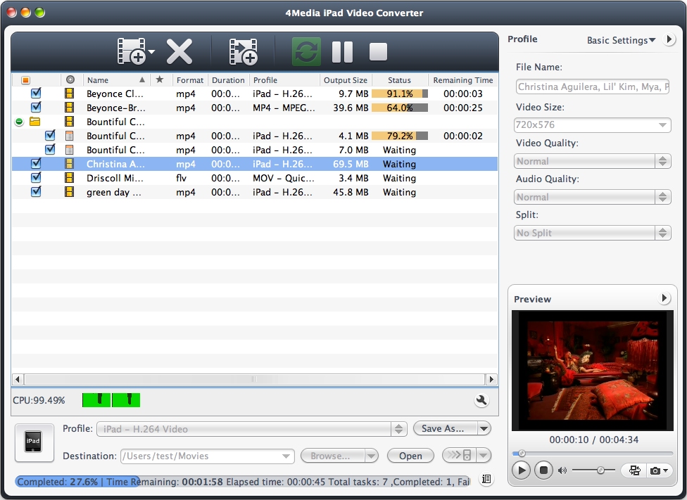 4Media iPad Video Converter for Mac Screenshot