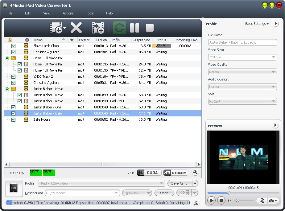 4Media iPad Video Converter Screenshot