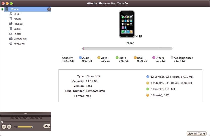 4Media iPhone to Mac Transfer Screenshot
