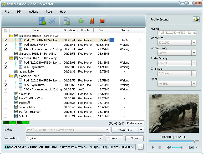 4Media iPod Video Converter - convert video to iPod, convert audio to iPod