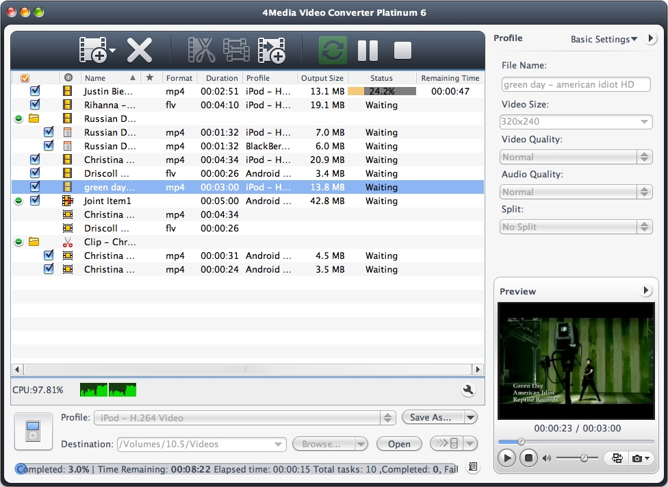 4Media Video Converter Platinum 6 for Mac Screenshot