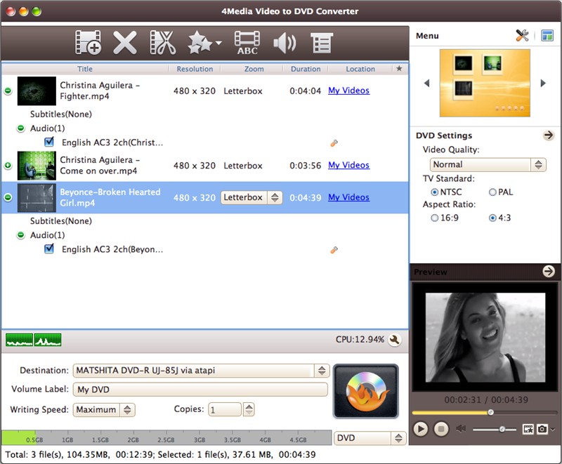4Media Video to DVD Converter for Mac 6.0.6.0723 full